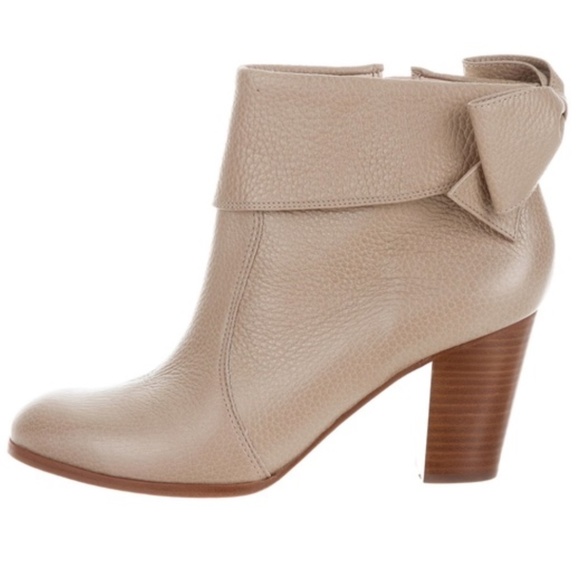 KATE SPADE LANISE BOW LEATHER BOOTS Neutral Beige 7.5M - Picture 2 of 14